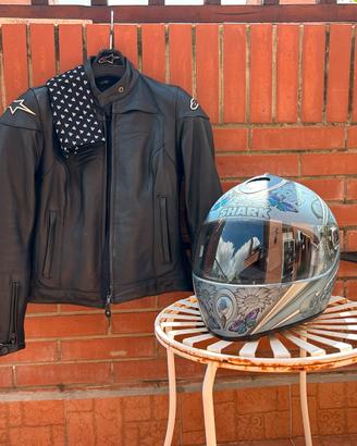 Casco e giubbotto moto donna