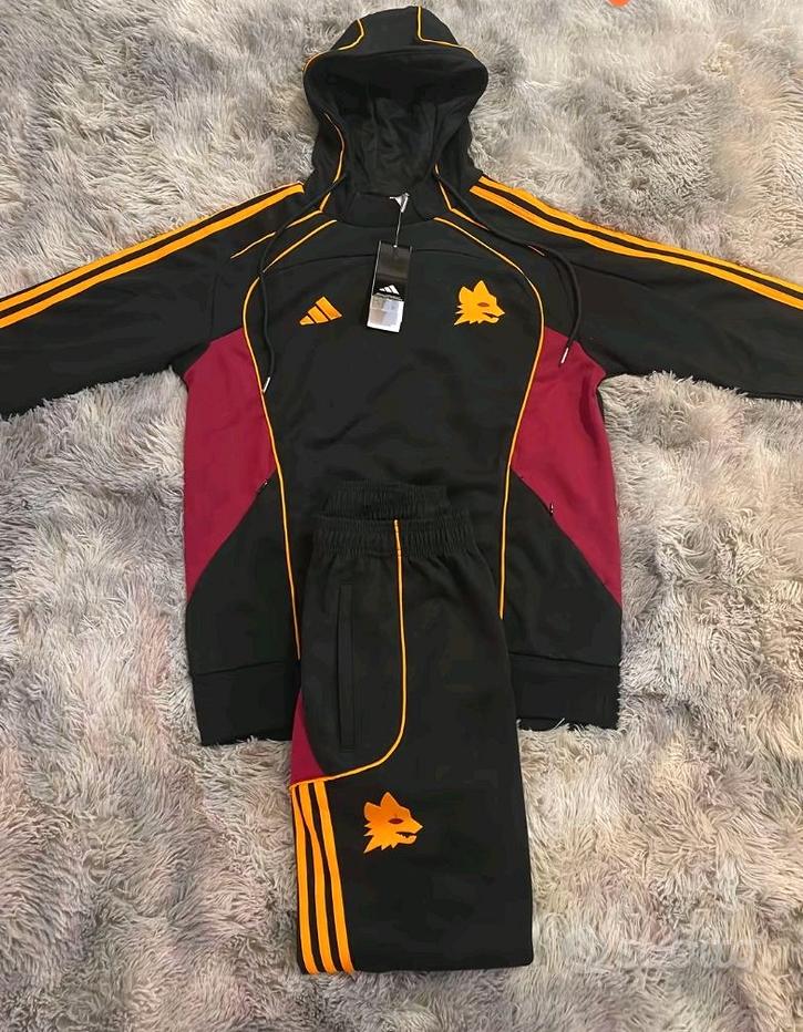 AS ROMA Pantaloni tuta da allenamento Kappa vintage anni 2000 per adulti/giovani. Etichetta taglia YXXL-164, nera - Italia