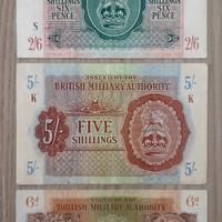 3 Banconote Occup. Britannica dell'Italia 1943