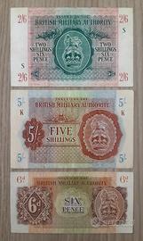 3 Banconote Occup. Britannica dell'Italia 1943