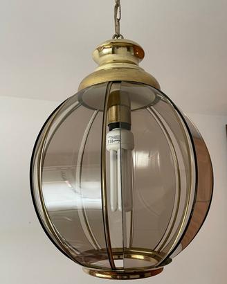 LAMPADA A SOFFITTO E APPLIQUE anni'70 VETRO FUME’