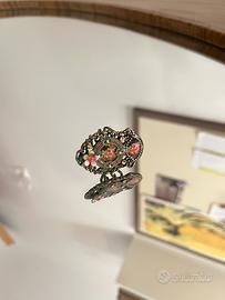 Anello Vittoriano Rose, Cristalli e Fiore 3D