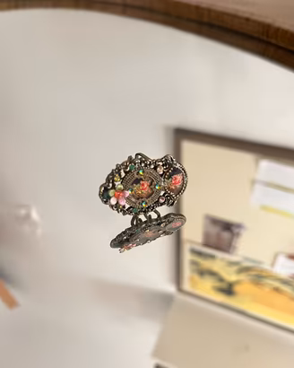 Anello Vittoriano Rose, Cristalli e Fiore 3D