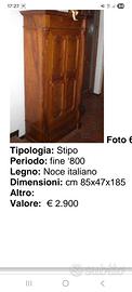 Mobile antico in noce fne 800 LEGGERE