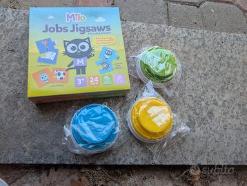 Set MILO - Puzzle  Mestieri + 3 bicchieri nuovi
