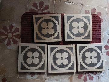 Antiche mattonelle cementine cm. 20x20x 1,8, 5 pz.