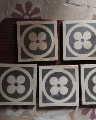 Antiche mattonelle cementine cm. 20x20x 1,8, 5 pz.
