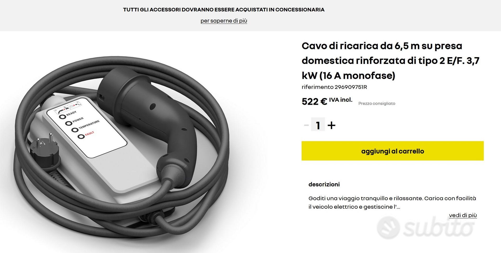 Cavo ricarica auto elettrica Tipo 2 - Accessori Auto In vendita a Milano