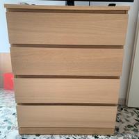 Cassettiera MALM con 4 cassetti, Rovere, 80x100