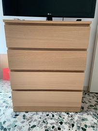 Cassettiera MALM con 4 cassetti, Rovere, 80x100