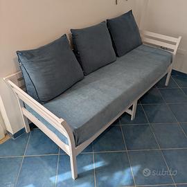 Divano letto singolo bianco con materasso 210x80cm