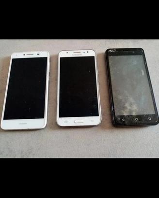 set 3 cellulari Samsung Huawei wiko 