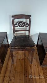 Sedia fine '800 in noce e seduta in pelle