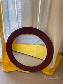 Specchio tondo pelle rosso bordeaux Poltrona Frau