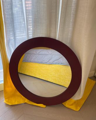 Specchio tondo pelle rosso bordeaux Poltrona Frau