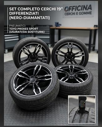set 4 cerchi in lega 19 nero lucido e diamantati 