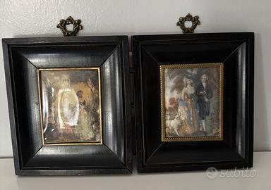 coppia di miniature cornice in legno