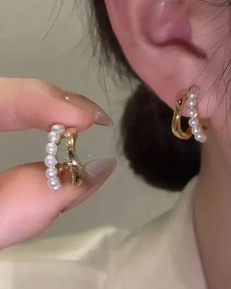 Orecchini Pearly In metallo Korean Beuty