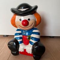 Salvadanaio pagliaccio vintage ceramica multicolor