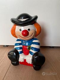 Salvadanaio pagliaccio vintage ceramica multicolor