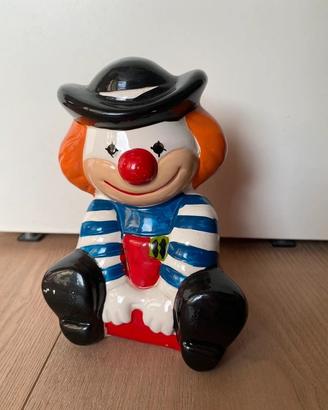 Salvadanaio pagliaccio vintage ceramica multicolor