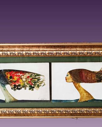 Antico dipinto Italiano in cornice foglia oro