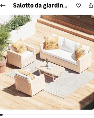 Salotto Naterial per giardino divano 2 poltrone