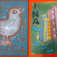 INA CASA COPPIA DI DUE FORMELLE VINTAGE ANNI 50