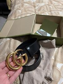 Cintura Gucci Marmont nera larga con scontrino