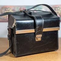 Borsa rigida vintage in pelle per fotocamera