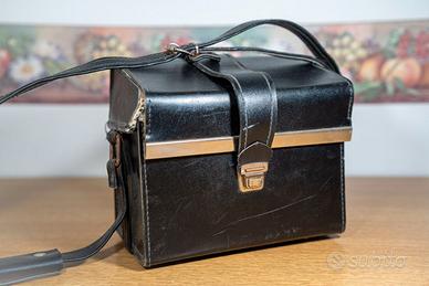 Borsa rigida vintage in pelle per fotocamera