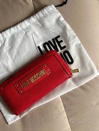 Portafoglio grande rosso Love Moschino con zip