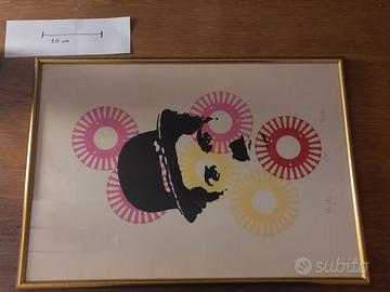 Serigrafia panda pop art firmata (Charlie Chaplin)