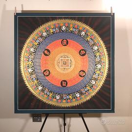 Mandala Yantra/Mantra con Om - Dipinto Tibetano