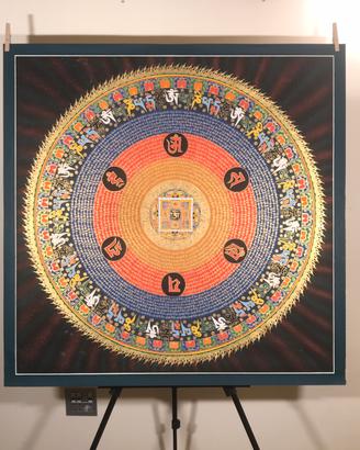 Mandala Yantra/Mantra con Om - Dipinto Tibetano