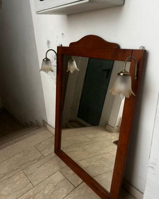 Specchio da parete con applique in stile classico