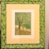 stampa firmata con cornice dipinta a mano