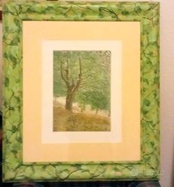 stampa firmata con cornice dipinta a mano