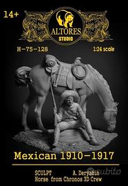 Mexican 1910 1917 miniature 75mm con cavallo 1:24 
