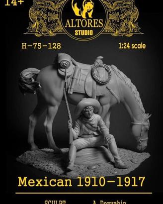 Mexican 1910 1917 miniature 75mm con cavallo 1:24 
