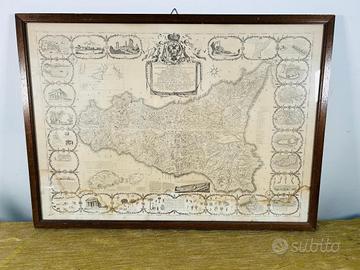 Vecchia mappa della Sicilia Giovanni B. Ghisi 1779