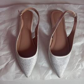 Ballerine décolleté slingback con strass