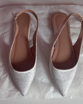 Ballerine décolleté slingback con strass