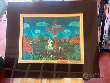 Quadro Vintage Anni '70 60x50 cm -Arte Naive Folk