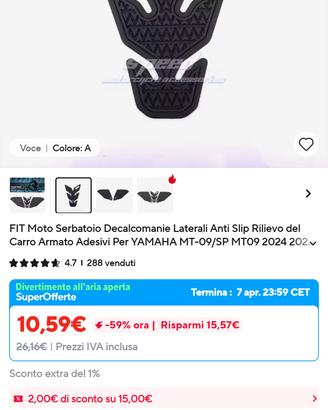 antigraffio antiscivolo serbatoio Yamaha mt 09