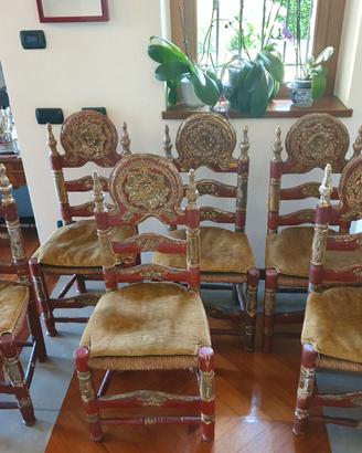 6  SEDIE COLONIALI SPAGNOLE