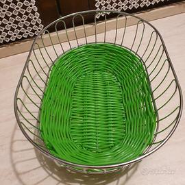 Cestino ovale in acciaio e plastica verde 