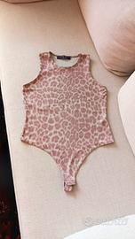 Body smanicato Primark leopardato rosa/bianco  L