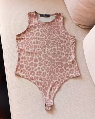 Body smanicato Primark leopardato rosa/bianco  L