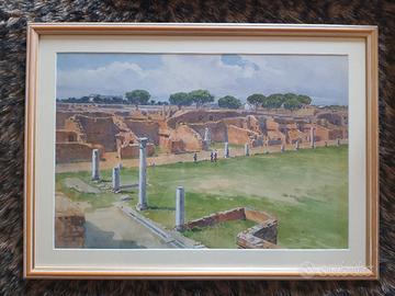 Quadro acquerello Ostia antica